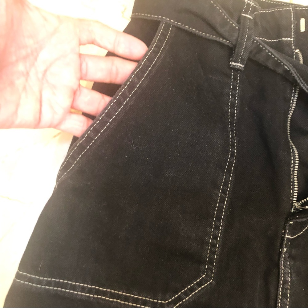 Mini skirt LOT of 2, dark denim zip and tie front and heavy thread stretch, Sz S - Picture 13 of 16